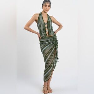 Kukhareva Striped Halter Top and Skirt Set